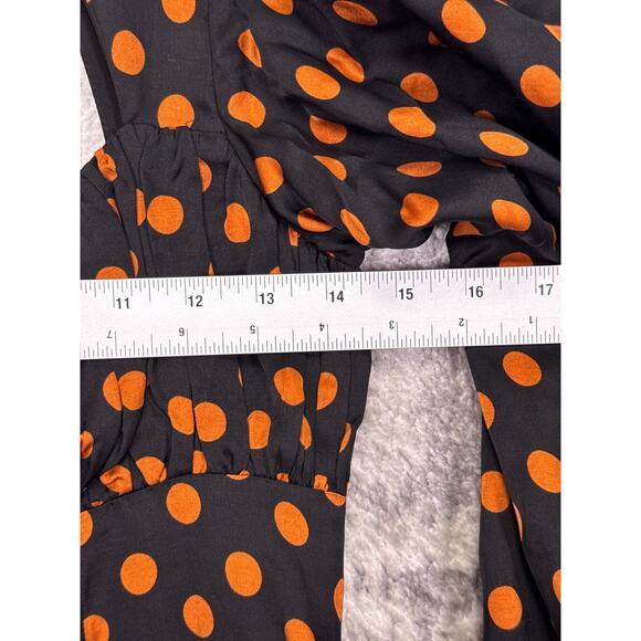 For Love & Lemons Dress Small Womens Black Polka Dot Satin Cutout Mini - Picture 4 of 11